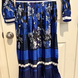 Floral Blue and Black Maxi Dress